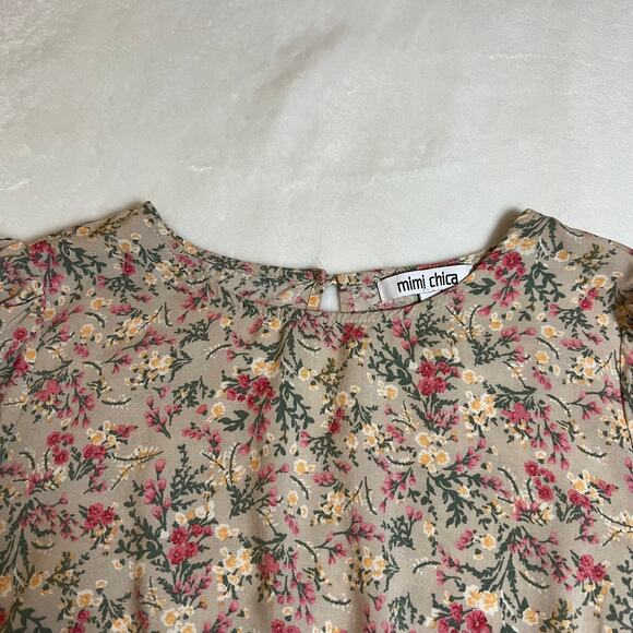 Mimi Chica Crewneck Floral Print Midi Length Size L Cottagecore Boho Colorful - Picture 5 of 11
